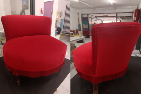 Butaca restaurada tras tapizado